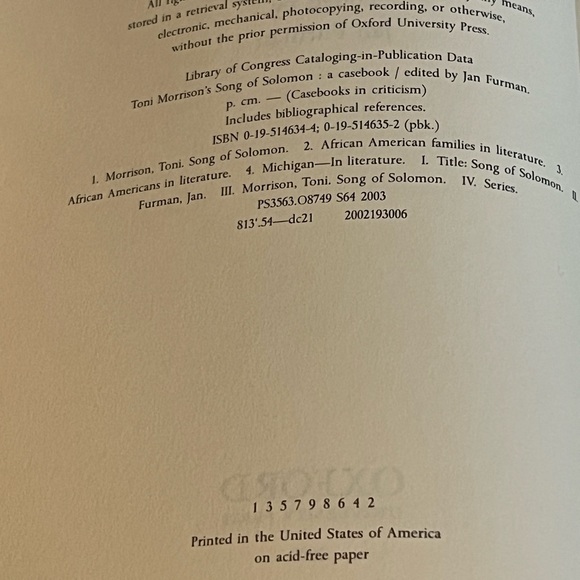 “Song of Solomon” (by Toni Morrison) — *THE CASEBOOK* - Picture 5 of 6